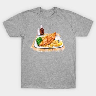 Fish & Chips - Watercolour food illustration T-Shirt